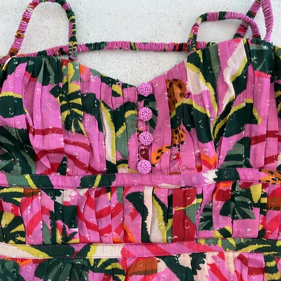 🌺 FARM Rio 🌺Leopard Forest Midi Dress Size Small - Picture 2 of 5